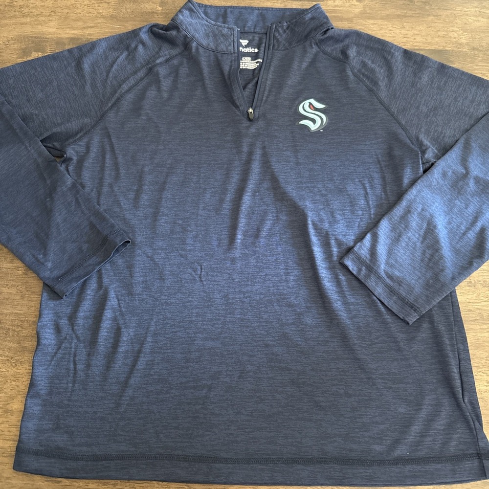 Seattle Kraken Shirt Mens‎ Large 1/4 Zip Pullover Long Sleeve NHL Licensed